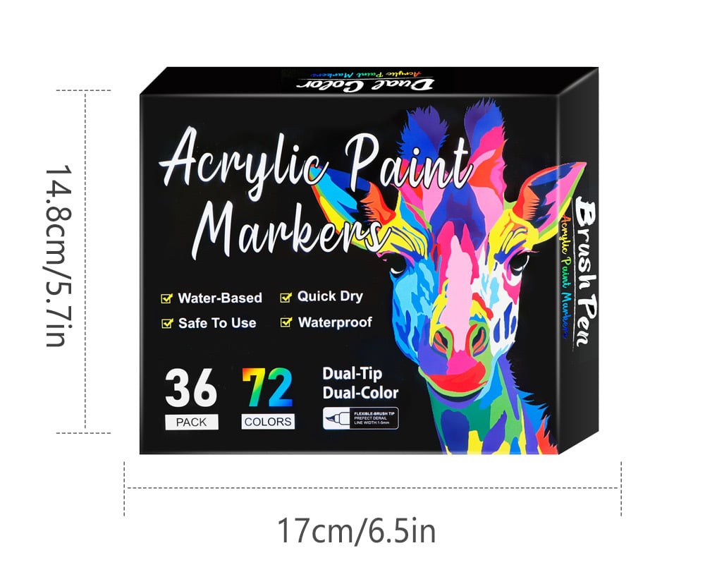 (🔥Last Day Promotion-49%OFF)Dual Tip Acrylic Paint Pen Marker - 24/48/72 Colours