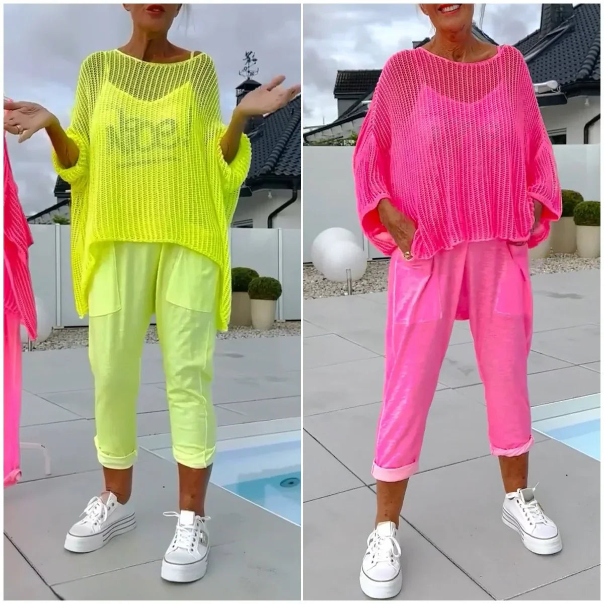 🌞Summer Sale 50% OFF🌸Women's letter print jumpsuit + hollow smock leisure suit