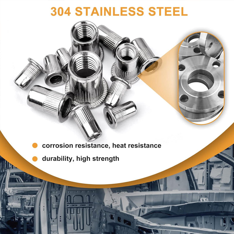🔩Threaded Insert Nut Rivet Nuts Set with Flat Head🔩