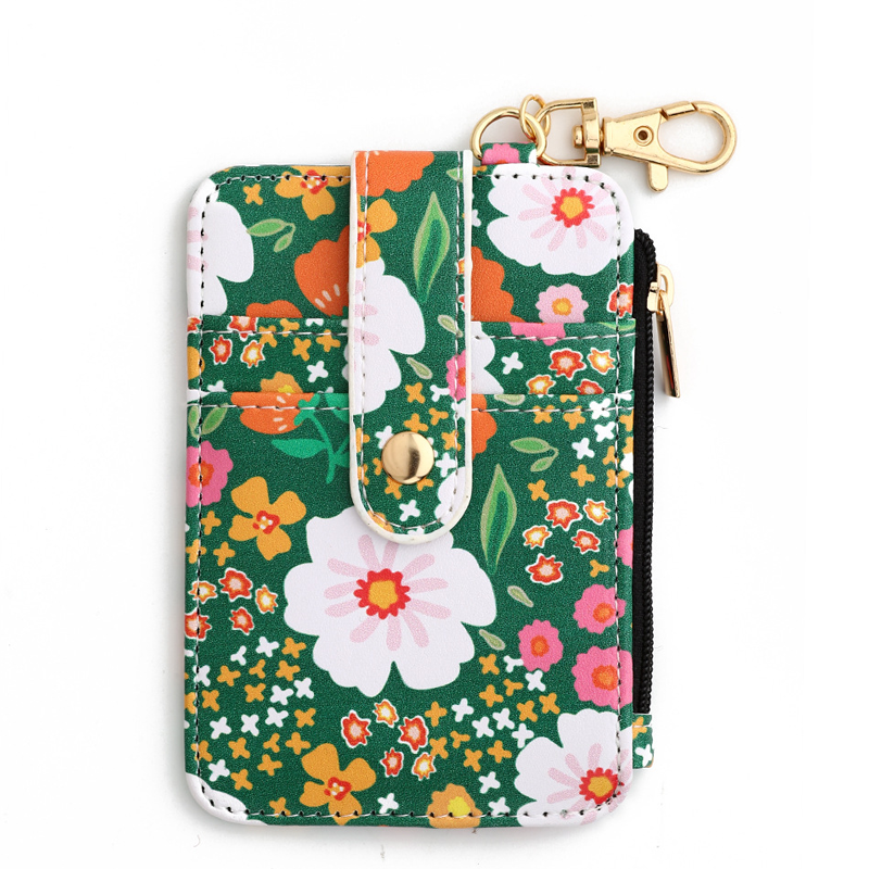 Card Holder Wallet with Keychain Zipper