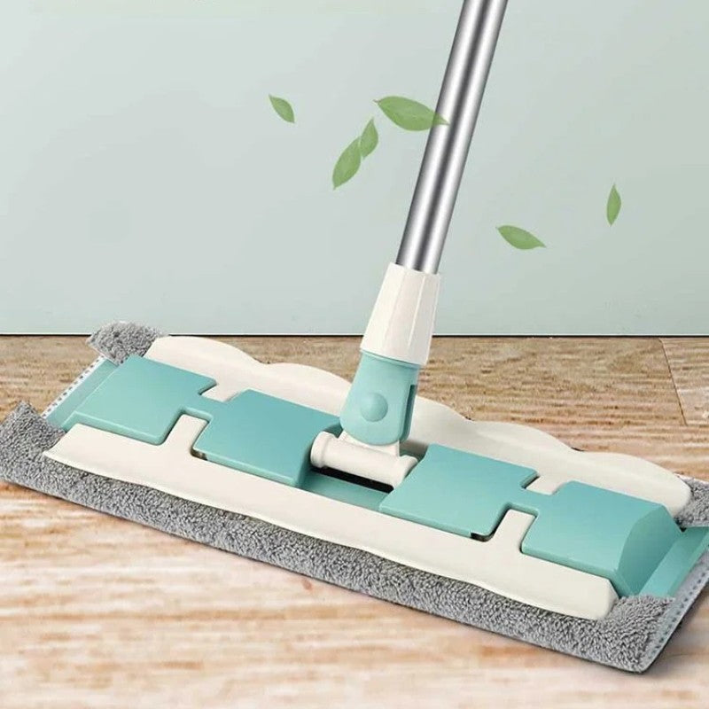 🏆Flat Mop with Stainless Steel Handle, come with Reusable Washable Mop Cloths
