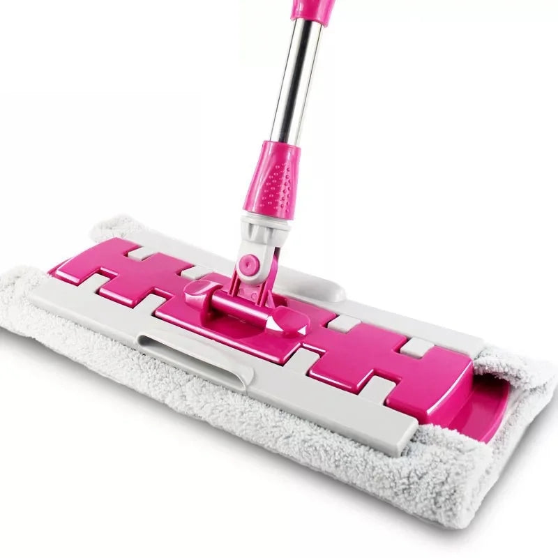 🏆Flat Mop with Stainless Steel Handle, come with Reusable Washable Mop Cloths