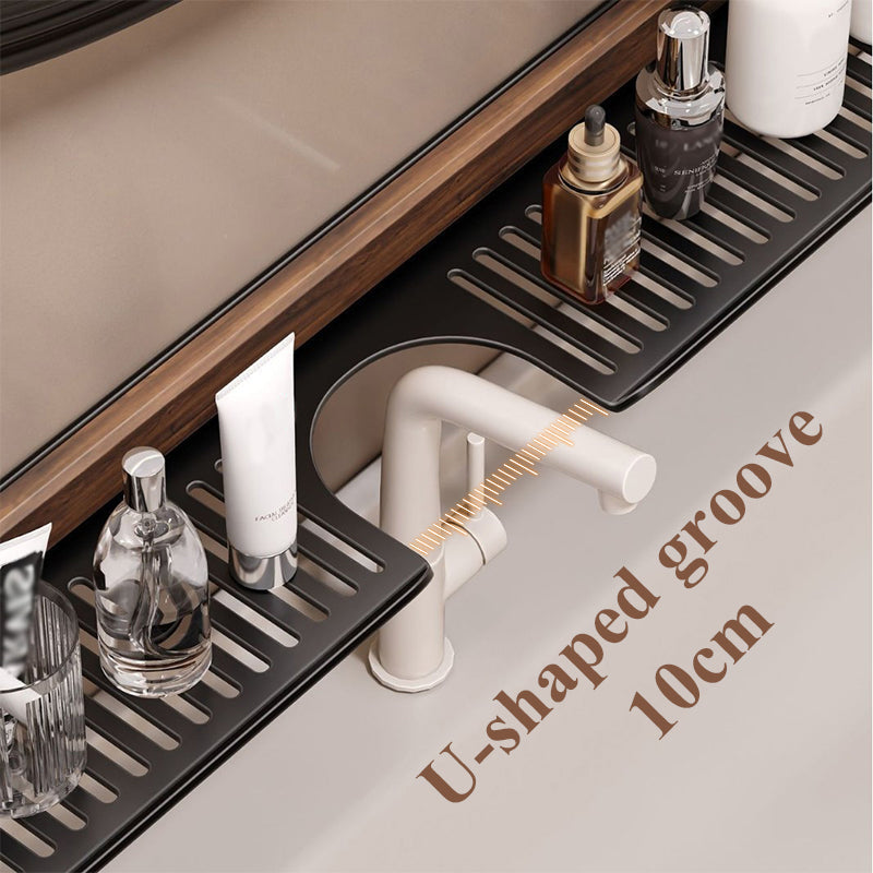 Walnut Suction Cup Bathroom Shelf