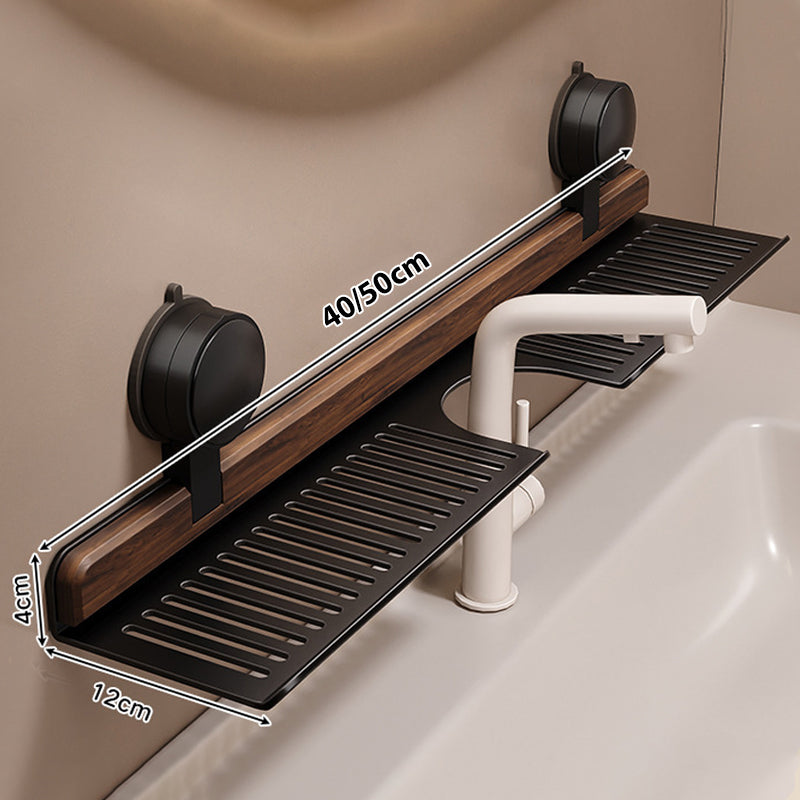 Walnut Suction Cup Bathroom Shelf
