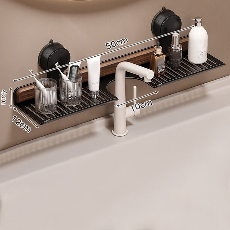 Walnut Suction Cup Bathroom Shelf