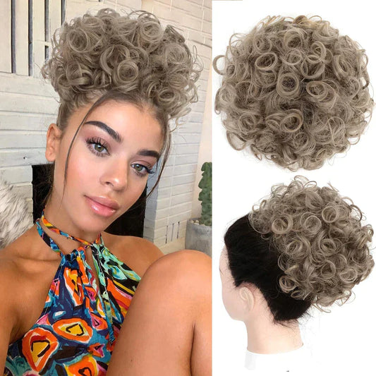 🔥Hot Sale 19.99🔥Elastic Drawstring Loose Short Curly Bun（50% OFF）