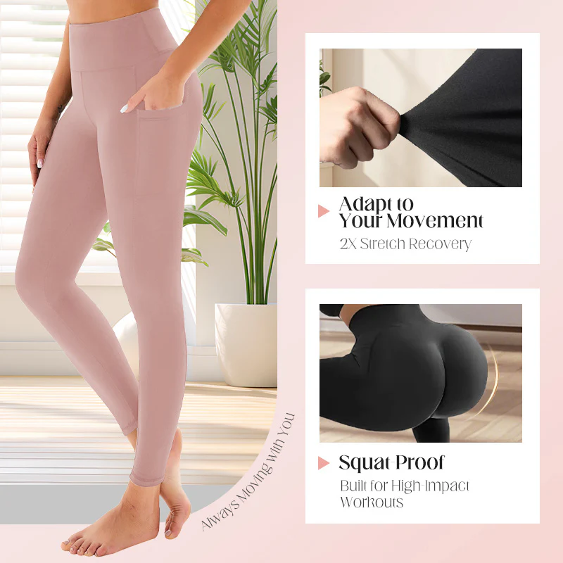 High-Waisted Butt Lifting Tummy Control Shaping Training Leggings with Side Pocket
