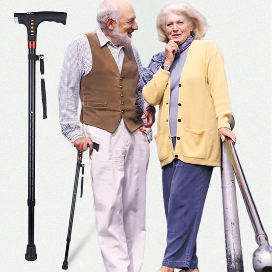 Intelligent Elderly Walking Stick with LED Light