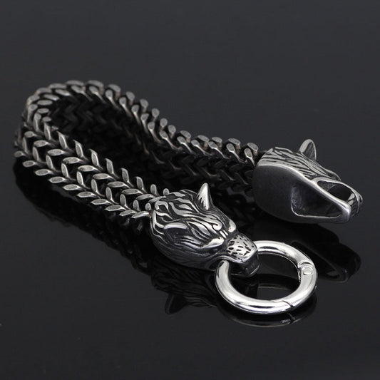 Men's Retro Stainless Steel Wolf Head Bracelet