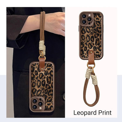 Leopard Print iPhone Case with Lanyard