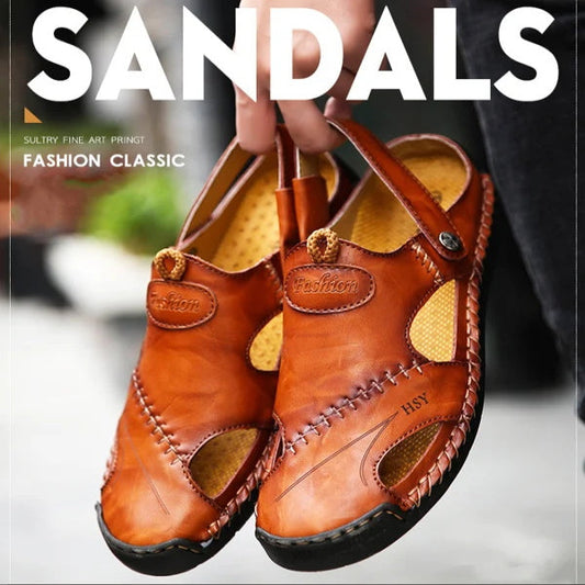 👣Large Size Soft Leather Men's Breathable Outdoor Sandals