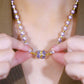 🔥2025 HOT SALE🔥 Elegant Imitation Pearl Necklace with Sparkling Magnetic Rhinestone Ball