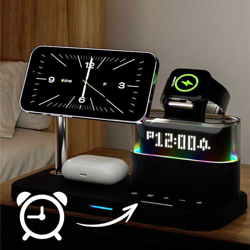 3-in-1 Wireless Charging Station with Alarm Clock