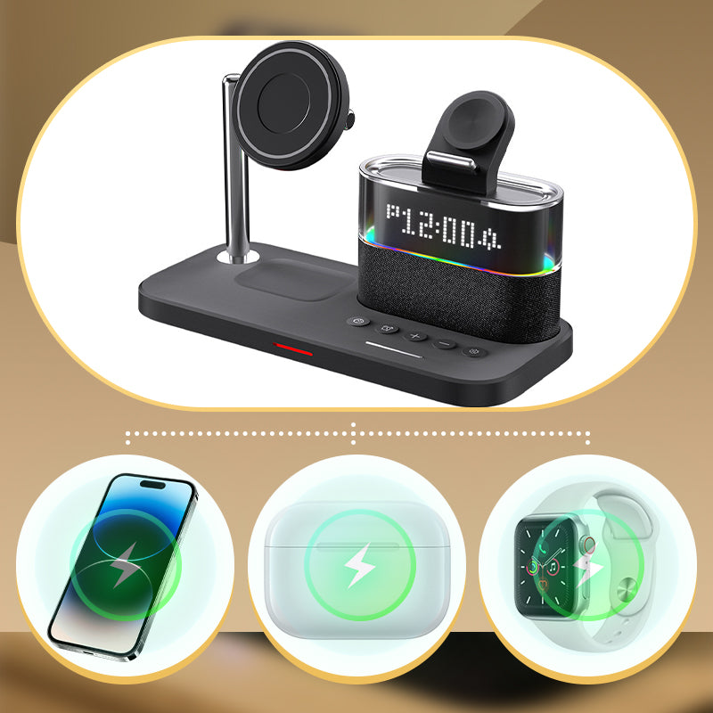 3-in-1 Wireless Charging Station with Alarm Clock
