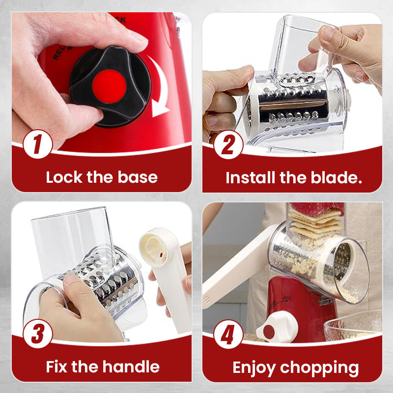 🔥 2025 Kitchen Deals! 🔥 Multifunctional Manual Rotary Grater & Chopper – Slice & Shred with Ease! 🚀🥕