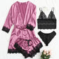 💖2025 HOT SALE 49% OFF💖Valentine's Day 4 sets of lace satin sling pajamas set🌹
