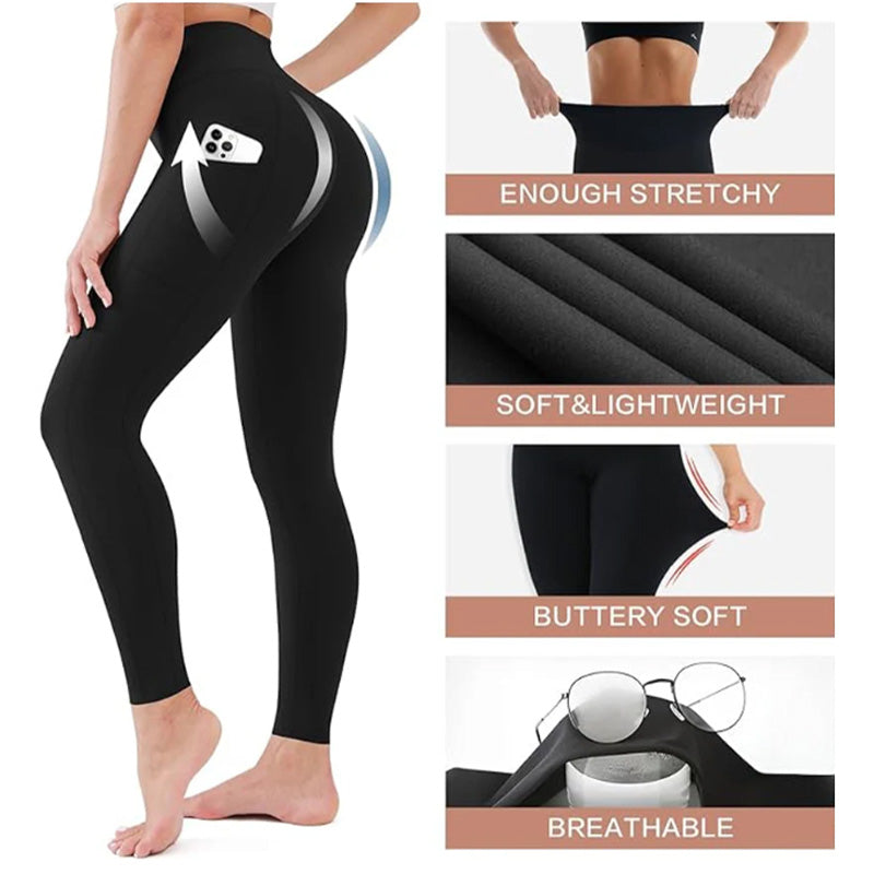 High-Waisted Butt Lifting Tummy Control Shaping Training Leggings with Side Pocket