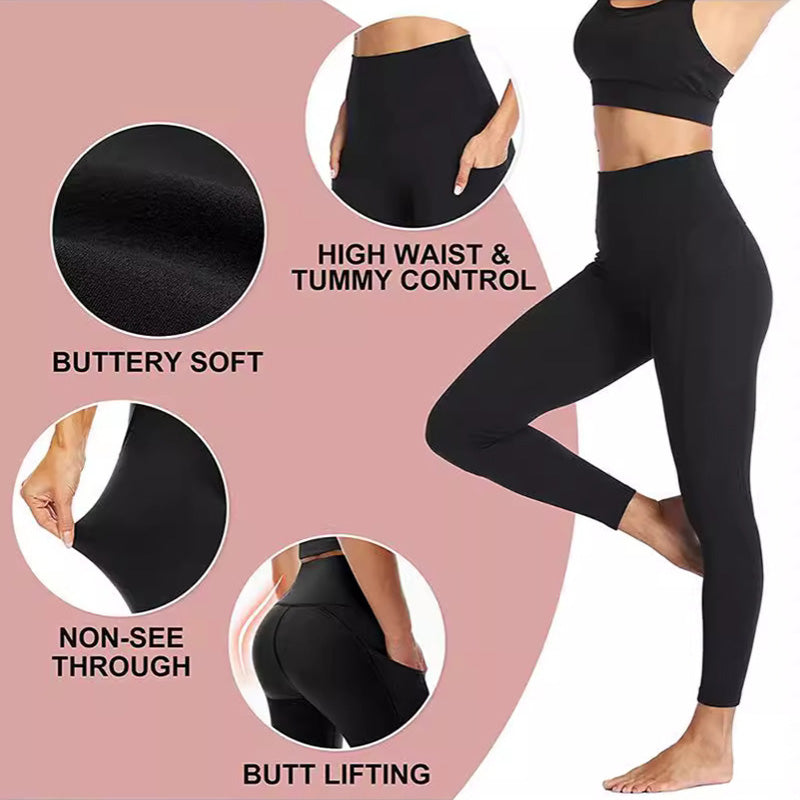 High-Waisted Butt Lifting Tummy Control Shaping Training Leggings with Side Pocket