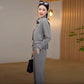 Women's Fake 2 Piece Top & Straight Leg Pants 2-PCS Set