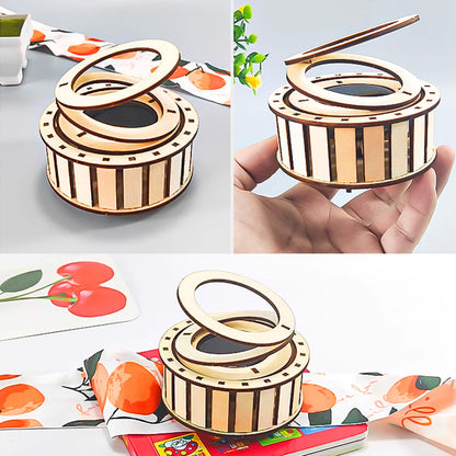Solar Powered Rotating Double Ring Wooden Puzzle Toy