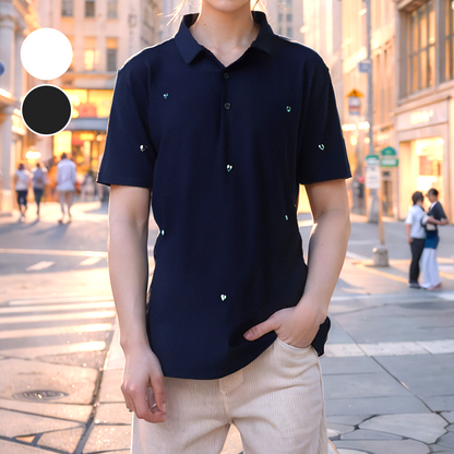 Man’s Stylish Short Sleeve Lapel Top