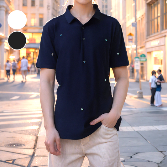 Man’s Stylish Short Sleeve Lapel Top