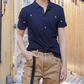 Man’s Stylish Short Sleeve Lapel Top