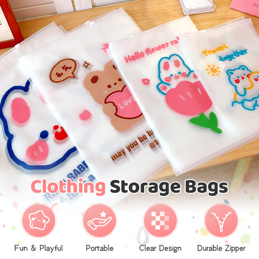 Cartoon Reusable Zipper Clothing Storage Bags
