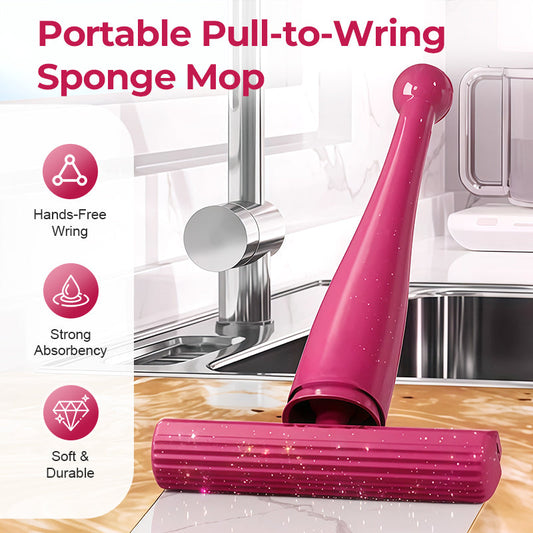 Portable Pull-to-Wring Sponge Mop