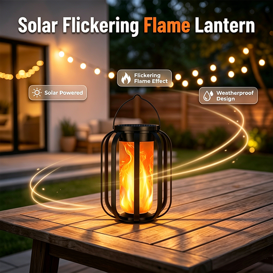 Solcelle jute-lanterne med flammeeffekt