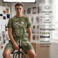 Afslappet T-shirt og shorts-sæt med kunstnerisk denimprint til mænd