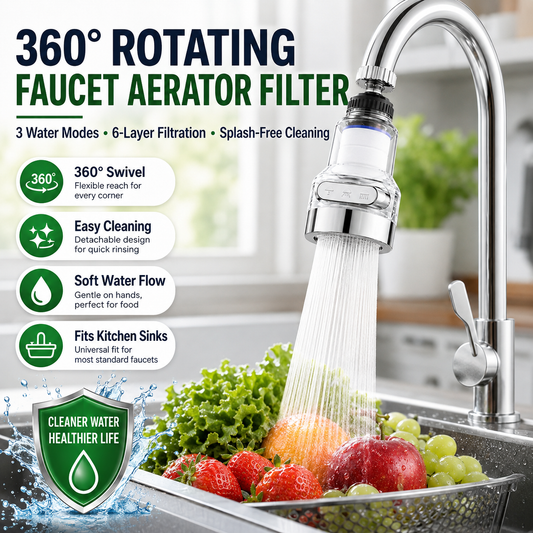 360° Roterende Vandhane Aerator Filter – 6-lags Filtrering, 3 Vandtilstande, Stænkfri til Køkkenvask