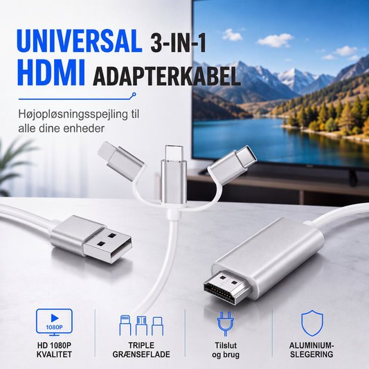 Cavo 3-i-1 telefon til HDMI-kabel